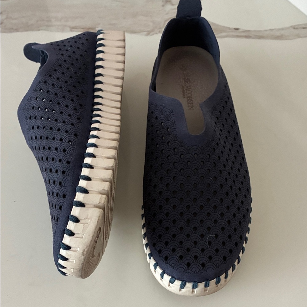 Navy Perforated Slip-On Sneakers